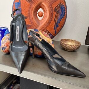 Manolo Blahnik black leather heels size 38